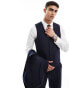 ASOS DESIGN double breasted skinny suit waistcoat in navy Синий, Chest 44 Regular - фото #1