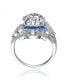 ფოტო #2 პროდუქტის Sterling Silver White Gold Plated with Colorful Baguette Cubic Zirconia Cocktail Ring