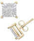 ფოტო #1 პროდუქტის Men's Diamond Cluster Miracle Plate Square Stud Earrings (1/4 ct. tw) in Sterling Silver