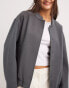 Фото #8 товара NA-KD jersey bomber jacket in grey melange