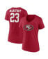 ფოტო #1 პროდუქტის Women's Christian McCaffrey Scarlet San Francisco 49ers Player Icon Name and Number V-Neck T-shirt