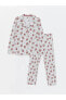 Фото #1 товара Пижама LC WAIKIKI LCW DREAM с вышивкой на воротнике и длинным рукавом для женщин