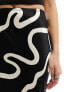 River Island bias maxi skirt in black and white squiggle print 36 - фото #3