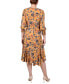 ფოტო #2 პროდუქტის Petite 3/4 Sleeve Belted Chiffon Handkerchief Hem Dress