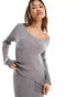 Фото #3 товара NA-KD ribbed assymetric neck top in dark grey