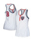 Фото #1 товара Women's White Boston Red Sox Pinstripe Henley Racerback Tank Top