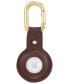 Фото #1 товара Brown Leather Apple AirTag Case with Gold-Tone Carabiner Clip