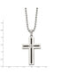 Black IP-plated Cable DAD Cross Pendant Ball Chain Necklace