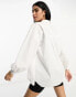 Miss Selfridge oversized poplin shirt in white