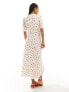 Фото #5 товара Glamorous v neck midi tea dress in red daisy print