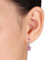 ფოტო #2 პროდუქტის Pink Sapphire (1-5/8 ct. t.w.) & Diamond (1/6 ct. t.w.) Flower Drop Earrings in 14k Rose Gold