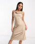 Vila Bridesmaid satin cami midi dress with tie back in champagne