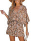 ფოტო #1 პროდუქტის Women's Abstract Print Drawstring Romper