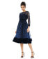 Фото #1 товара Women's Embellished Illusion High Neck Long Sleeve Fit & Flare Dress