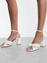 Glamorous mid heel sandals with bow in white