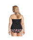 Фото #2 товара Plus Size Chlorine Resistant Bandeau Tankini Swimsuit Top with Removable Adjustable Straps