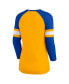 ფოტო #3 პროდუქტის Women's Gold, Royal Los Angeles Rams Arch Raglan 3/4-Sleeve Notch Neck T-shirt