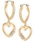 Gold-Tone Pave Hoop Earring with Heart Charm 1 ½”