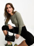 Cotton On boat neck backless long sleeve crop top in khaki