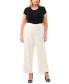 Фото #3 товара Plus Size Flat Front Elastic Waist Wide-Leg Pants