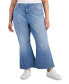 ფოტო #1 პროდუქტის Trendy Plus Size Kick Flare Cropped Denim Jeans, Created for Macy's