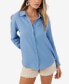 Juniors' Leni Crinkled Button-Down Pocket-Front Shirt