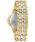 ფოტო #3 პროდუქტის Men's Crystal Accented Gold-Tone Stainless Steel Bracelet Watch 43mm