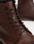 Фото #2 товара ASOS DESIGN brogue boots in tan leather with natural sole