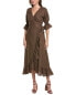 Фото #1 товара Sole Tatiana Linen-Blend Wrap Dress Women's Brown Xs