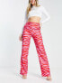 NA-KD x Janka Polliana co-ord high waist tailored trousers in pink zebra