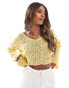 Miss Selfridge crochet slouchy jumper in yellow