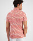 ფოტო #2 პროდუქტის Men's Slim-Fit Short Sleeve Button-Front Palm Print Shirt