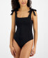 ფოტო #1 პროდუქტის Women's Square-Neck Tie-Shoulder Bodysuit, Created for Macy's