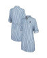 Фото #1 товара Women's White/Blue New York Yankees Chambray Stripe Button-Up Dress