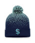 Фото #2 товара Men's Deep Sea Blue Seattle Kraken Iconic Gradient Cuffed Knit Hat with Pom