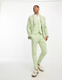 ASOS DESIGN wedding super skinny wool mix puppytooth suit jacket in sage green