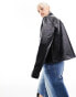 Фото #4 товара COLLUSION motocross style faux leather biker jacket in black