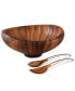 Фото #2 товара Nambe Butterfly 3 piece Wood Salad Set with Servers