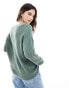 Vero Moda lightweight v neck jumper in green melange