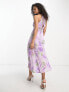 Фото #2 товара ASOS DESIGN split front halter midi dress in floral tie dye print