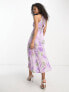 ASOS DESIGN split front halter midi dress in floral tie dye print