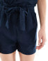 Фото #5 товара JDY tie detail linen mix short co-ord in navy