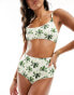 ASOS DESIGN high waist bikini bottom in palm print