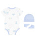 ფოტო #2 პროდუქტის Baby Boys or Girls All-Over Print Bodysuit, Hat and Booties Gift Box Set, 3-Piece