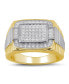 ფოტო #1 პროდუქტის Men's Diamond Two-Tone Cluster Ring (1/2 ct. t.w.) in Sterling Silver Or 18k Gold Over Silver