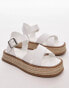 Topshop Wide Fit Jenna espadrille flat sandal in white croc