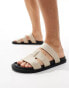 ASOS DESIGN across strap sandal in stone suedette Серый, 44.5 - фото #3