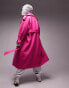 Topshop super oversized brushed trench coat in bright pink