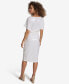 Фото #2 товара Women's Sequined Mesh Dolman-Sleeve Belted Dress
