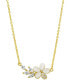 ფოტო #1 პროდუქტის 14K Gold-Plated Crystal Flower Branch Leaf Necklace